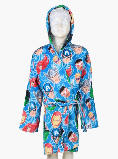 SPACES Kids Cotton Bathrobe, Blue - S
