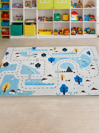 Corsica Slate Kids Road Printed Play Mat - 120x160cm
