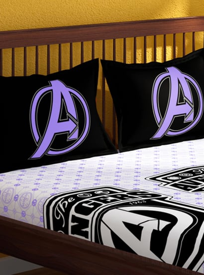 PORTICO License Multicolour Avengers Printed Cotton Super King Bedsheet Set - 274x274cm - 3Pcs