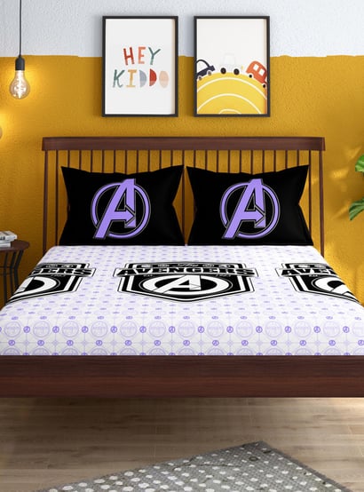 PORTICO License Multicolour Avengers Printed Cotton Super King Bedsheet Set - 274x274cm - 3Pcs