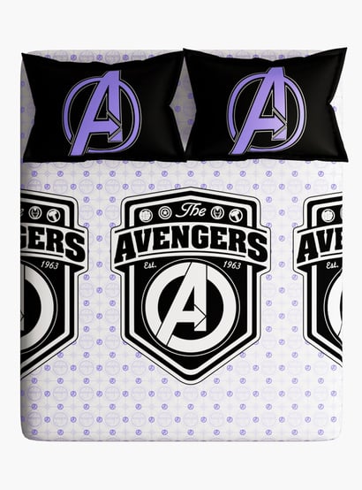 PORTICO License Multicolour Avengers Printed Cotton Super King Bedsheet Set - 274x274cm - 3Pcs
