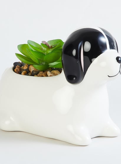Soil Mates Set of 2 Ceramic Dog Planters