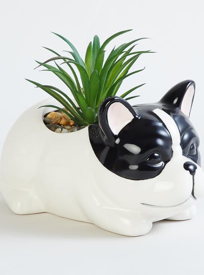Soil Mates Set of 2 Ceramic Dog Planters