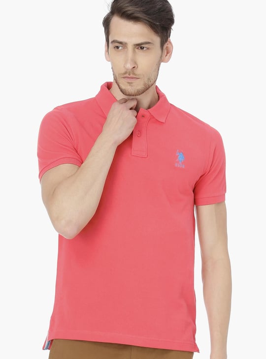 US POLO ASSN Men Regular Fit Solid Polo Neck T-shirt