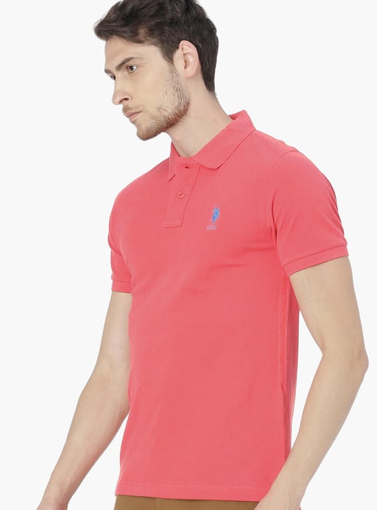 US POLO ASSN Men Regular Fit Solid Polo Neck T-shirt