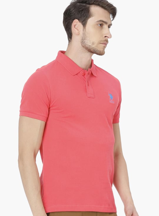 US POLO ASSN Men Regular Fit Solid Polo Neck T-shirt