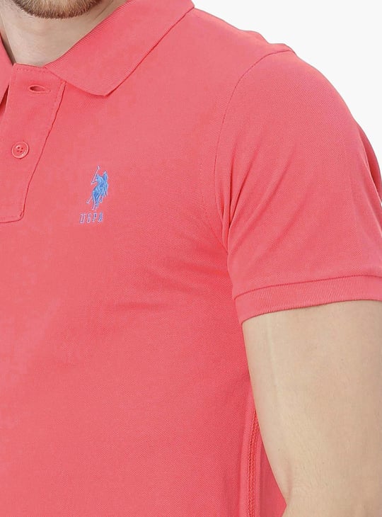 US POLO ASSN Men Regular Fit Solid Polo Neck T-shirt