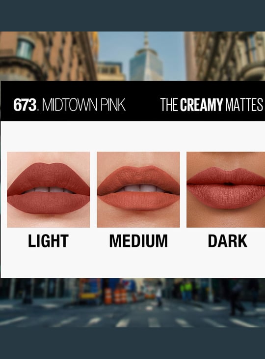 MAYBELLINE New York Color Sensational Creamy Matte Lipstick - 673 Midtown Pink