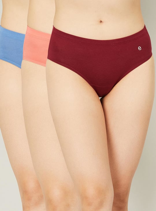 ENAMOR Women Solid Elasticated Hipster Panty - Pack of 3