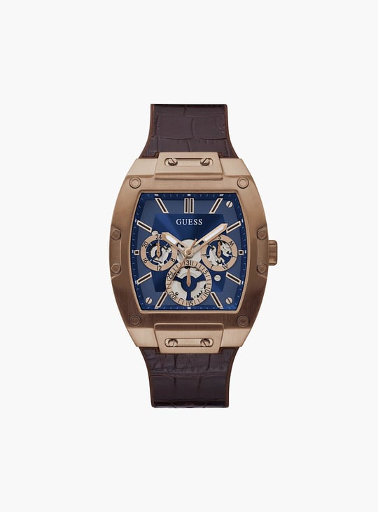 GUESS Men Tonneau Chronograph Watch with Leather Strap - GW0202G2