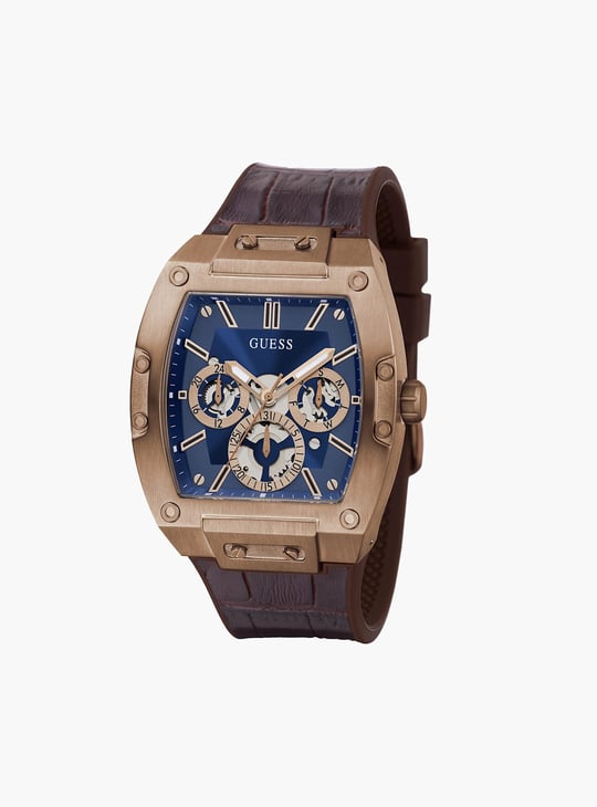 GUESS Men Tonneau Chronograph Watch with Leather Strap - GW0202G2