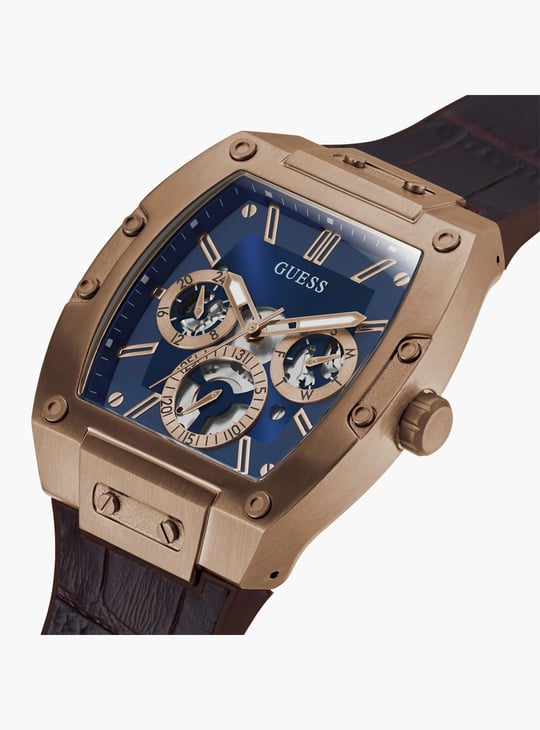 GUESS Men Tonneau Chronograph Watch with Leather Strap - GW0202G2