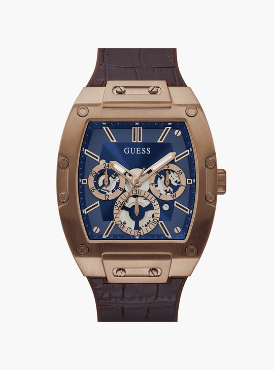GUESS Men Tonneau Chronograph Watch with Leather Strap - GW0202G2