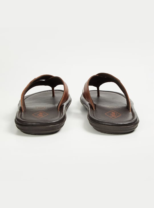 LEE COOPER Men Solid Open-Toe Leather Slippers