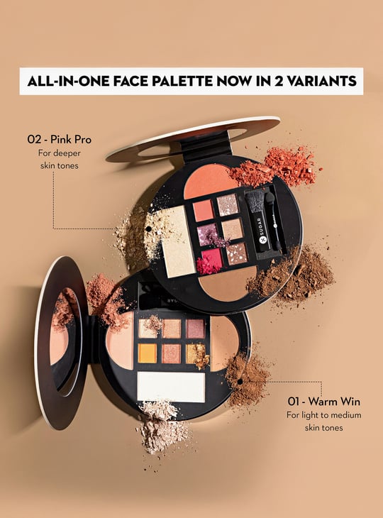 SUGAR Cosmetics Contour De Force Eyes and Face Palette - 02 - Pink Pro - 20.3g
