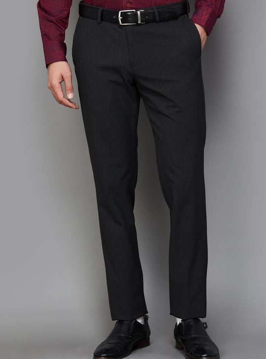 BLACKBERRYS Men Solid Slim Straight Fit Formal Trousers