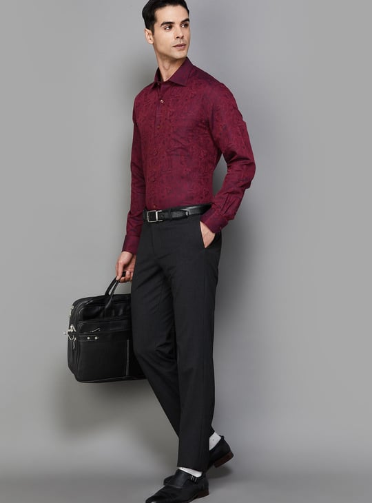 BLACKBERRYS Men Solid Slim Straight Fit Formal Trousers