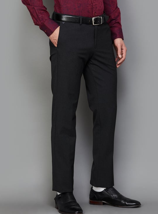 BLACKBERRYS Men Solid Slim Straight Fit Formal Trousers