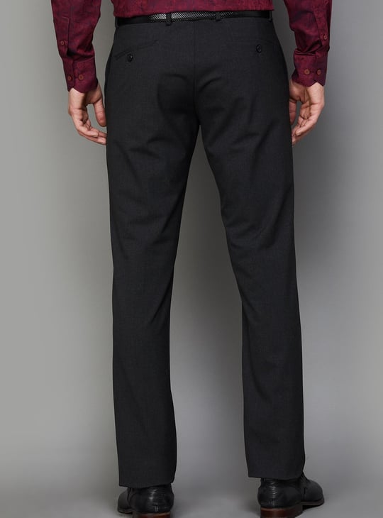 BLACKBERRYS Men Solid Slim Straight Fit Formal Trousers