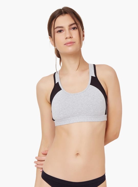 JOCKEY Racer Back Padded Non Wired Sports Bra Black