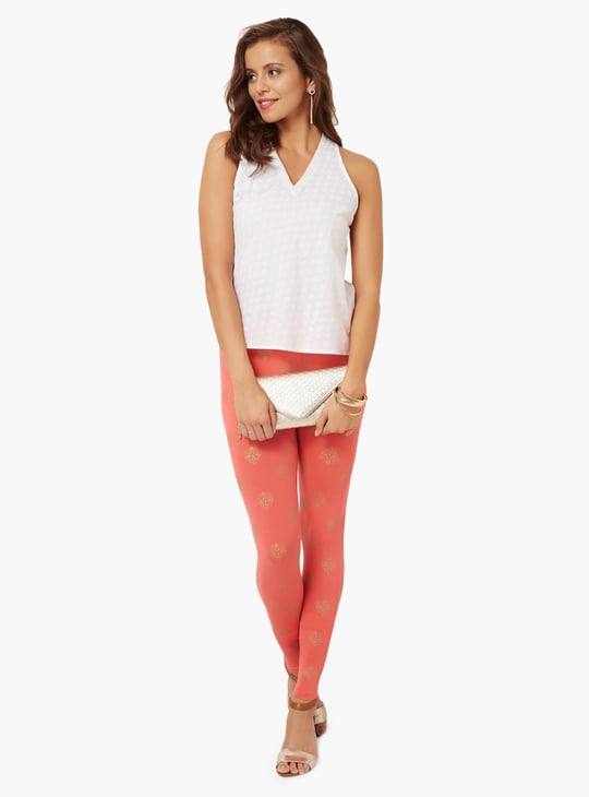 MELANGE Khadi Print Leggings Pink