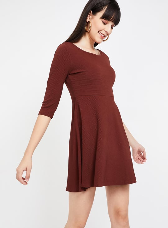 GINGER Textured Skater Dress | Brown GINGER Textured Skater Dress | Brown