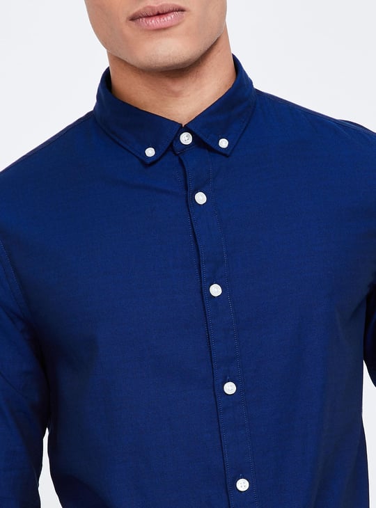 Celio Camicia da uomo in cotone tinta unita blu vestibilità regolare, marrone chiaro:blu, 56