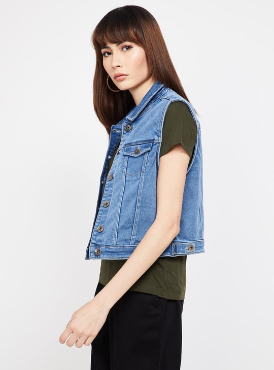 Ubuy Sleeveless Denim Jacket For Women Blue Age Womens Denim Jean