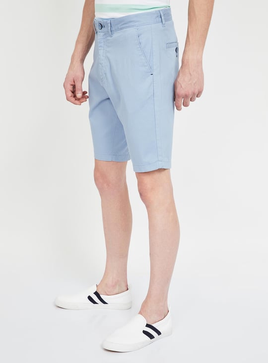 T-BASE Solid Regular Fit Shorts Blue