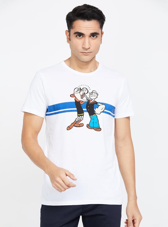 FREE AUTHORITY Popeye Print Regular Fit Crew Neck T-shirt