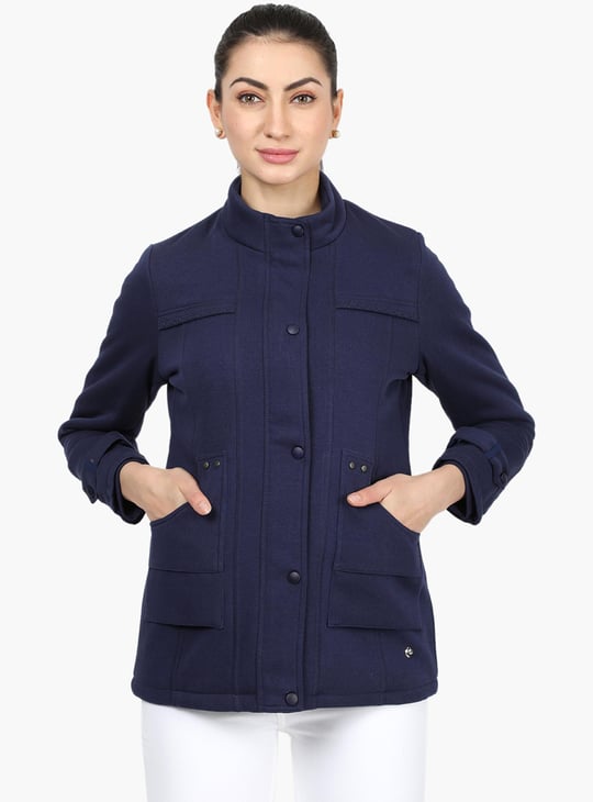MONTE CARLO Women Solid Button-Front Casual Jacket Purple