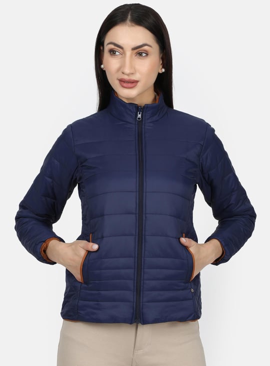 MONTE CARLO Women Solid Puffer Jacket Blue