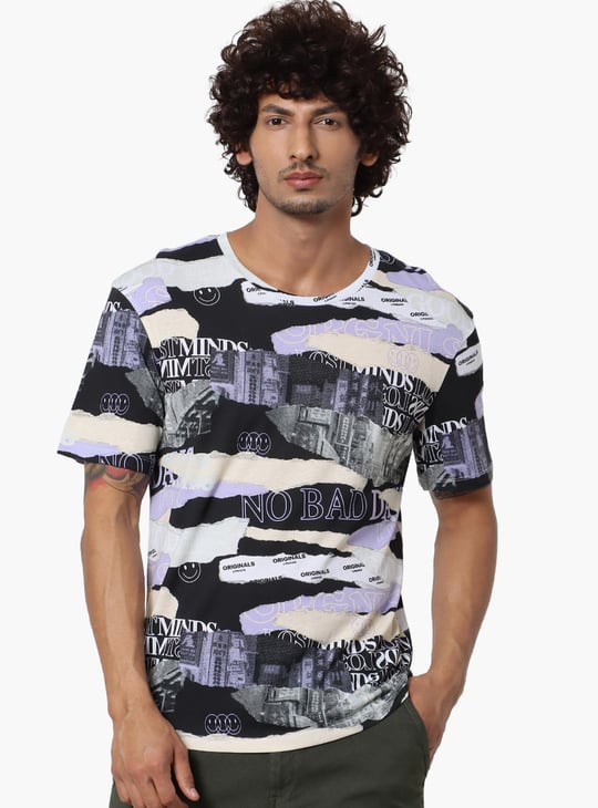 JACK JONES Men Printed Crew Neck T-shirt