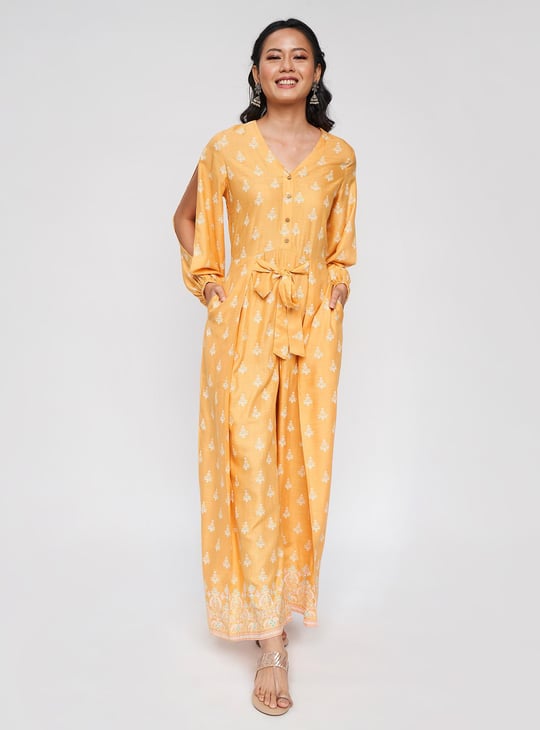 GLOBAL DESI Women Printed Jumpsuit Yellow