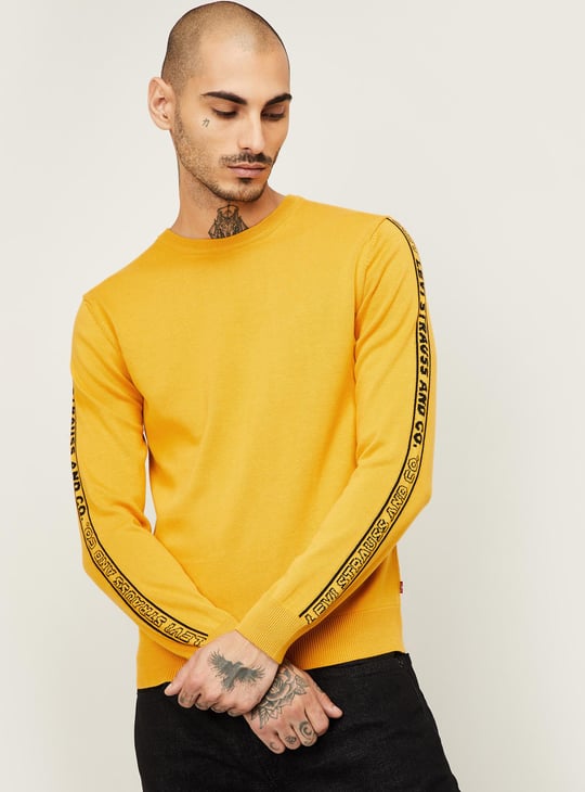 LEVI'S Men Printed Crew Neck Sweater Yellow