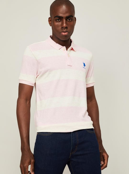POLO Men Solid Regular Fit Polo T-shirt Pink