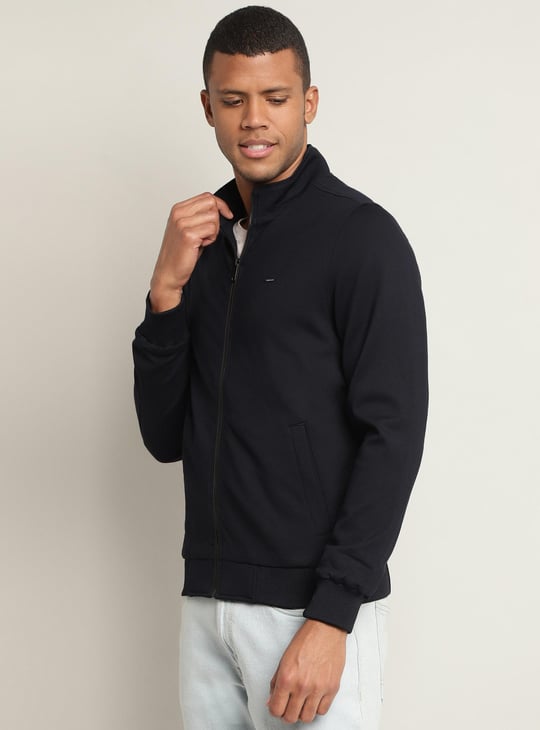 VAN HEUSEN Men Solid Mock Collar Bomber Jacket