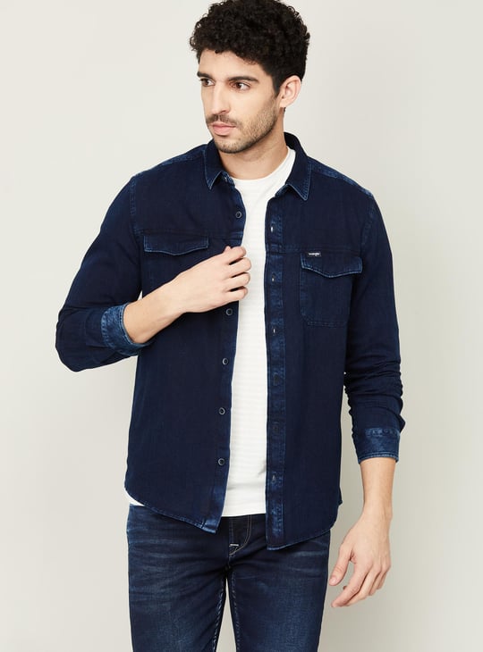 WRANGLER Men Dark Washed Denim Shirt