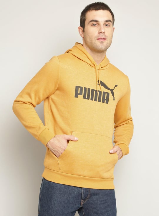 PUMA Men Typographic Print Hooded Sweatshirt Yellow