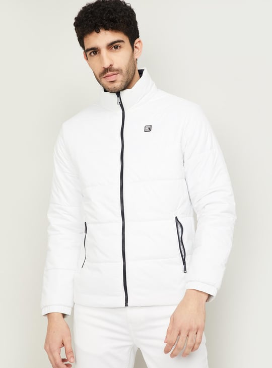 STATUS QUO Men Solid Quilted Jacket White