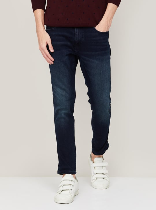 WRANGLER Men Dark Washed Slim Tapered Fit Jeans