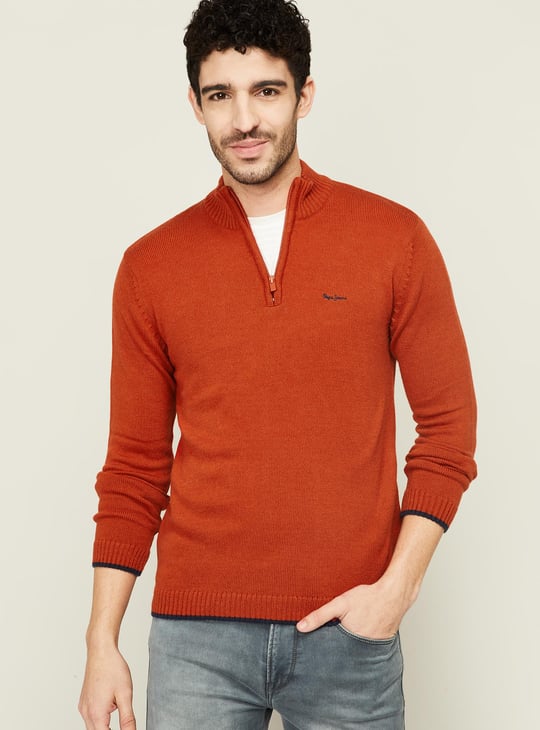PEPE JEANS Men Solid Mock Collar Sweater