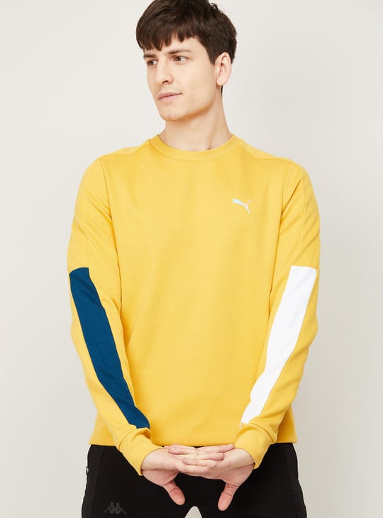 PUMA Men Solid Crew Neck Sweatshirt Yellow