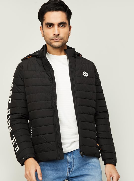 POLO Men Printed Hooded Puffer Jacket