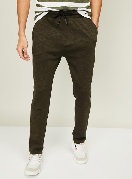 NUMERO UNO Men Textured Elasticated Track Pants Green