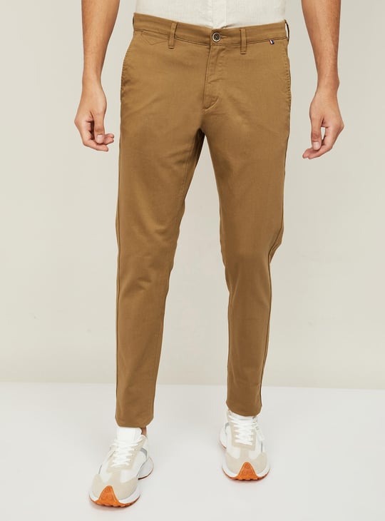 POLO Men Solid Slim Tapered Casual Trousers