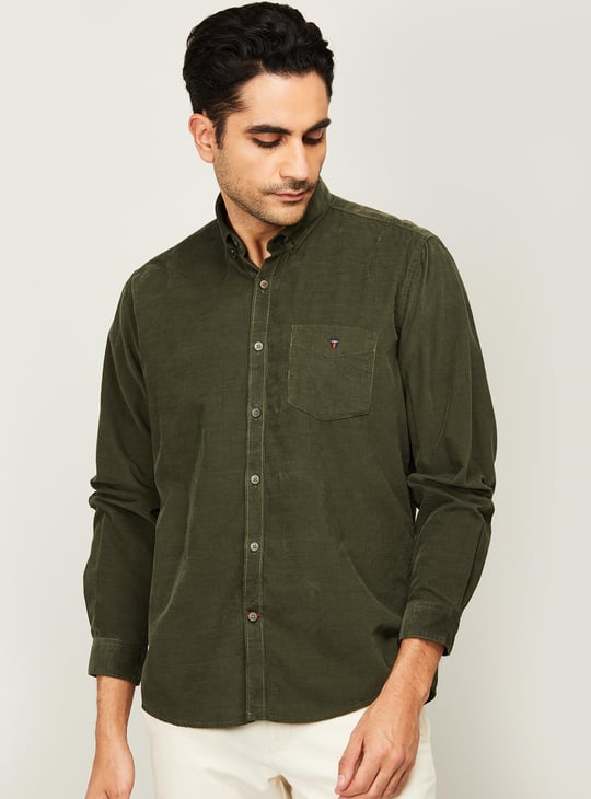 LP SPORT Men Solid Button-Down Collar Slim Fit Casual Shirt