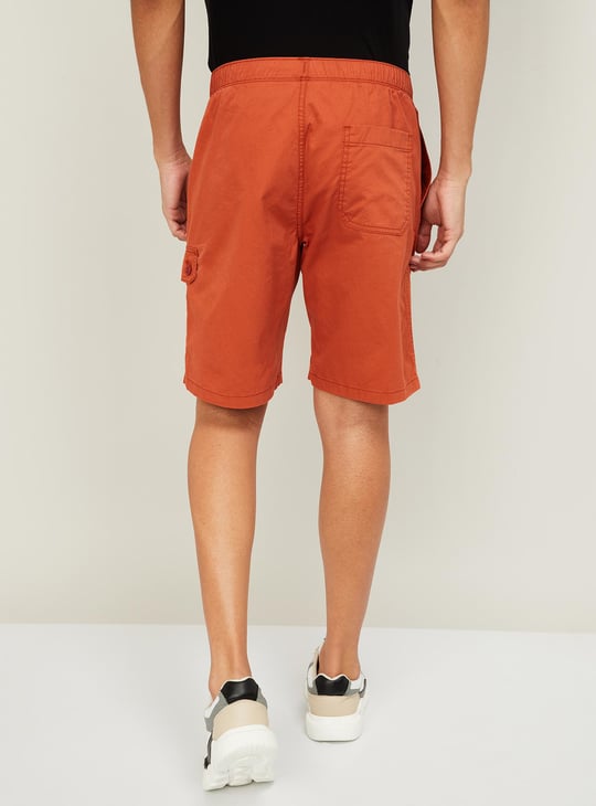 T-BASE Men Solid Casual Shorts Coral