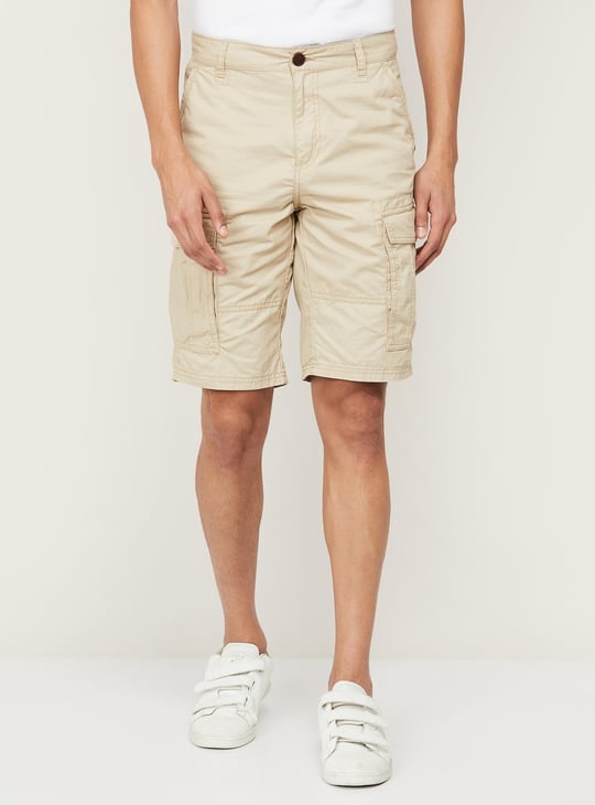 T-BASE Men Solid Cargo Shorts