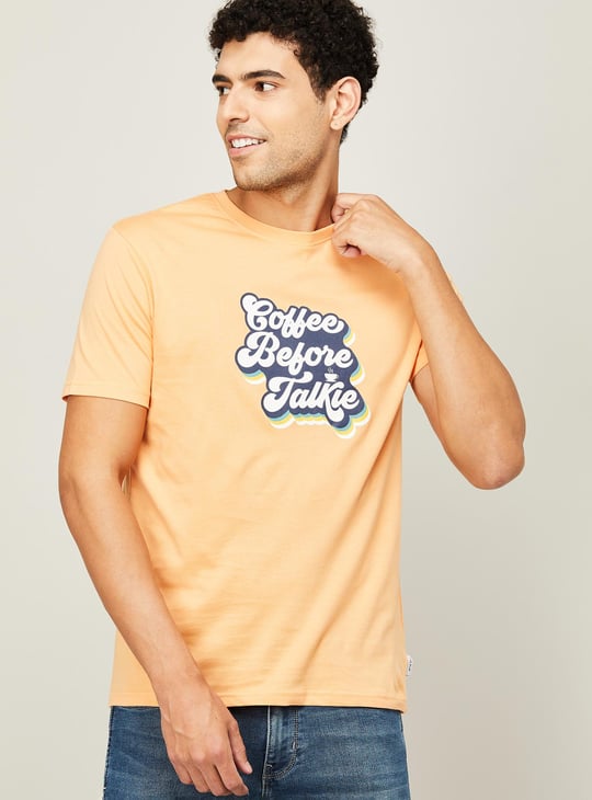 FAME FOREVER Men Typographic Print Regular Fit Crew Neck T-shirt